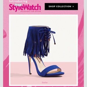 Cobalt blue fringe heel